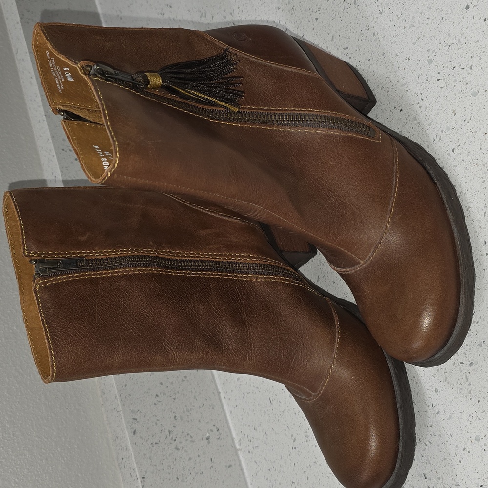 Born Brown Leather Ankle Booties